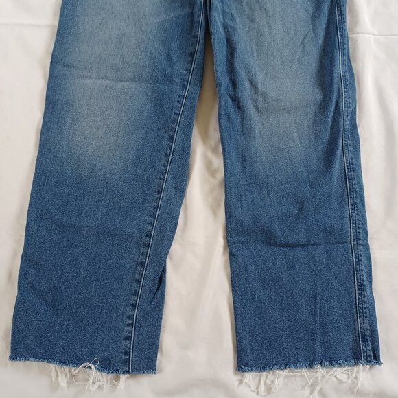 Old Navy Jeans Highrise Wide Leg Ankle Length Medium Wash Raw Hem Size 10T - Picture 4 of 11